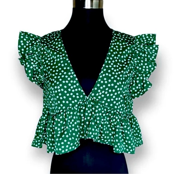SHEIN Tops - Shein Super Soft Crop Ruffled Top Size M